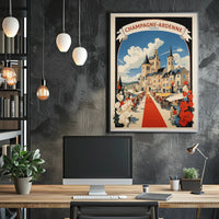 Vibrant French Village Scene with Charming Cultural Heritage Poster PosterGoat