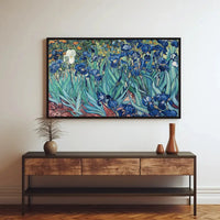 Vibrant Garden Irises in Post-Impressionist Style Art Poster PosterGoat