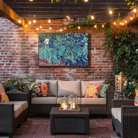 Vibrant Garden Irises in Post-Impressionist Style Art Poster PosterGoat