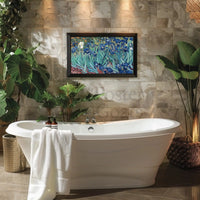 Vibrant Garden Irises in Post-Impressionist Style Art Poster PosterGoat