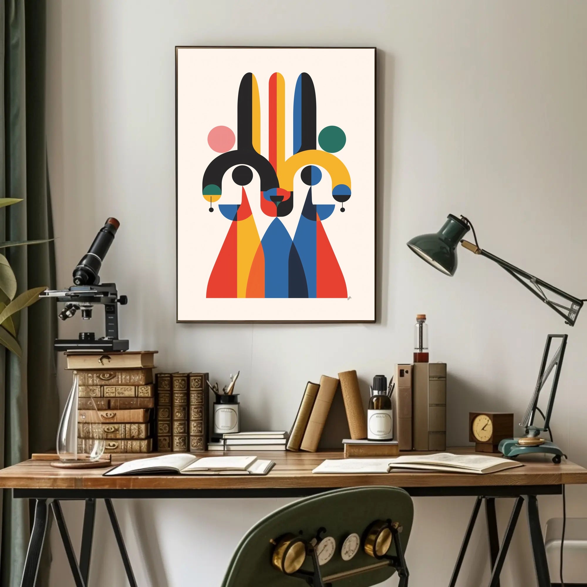 Vibrant Geometric Art in Modern Abstract Poster PosterGoat
