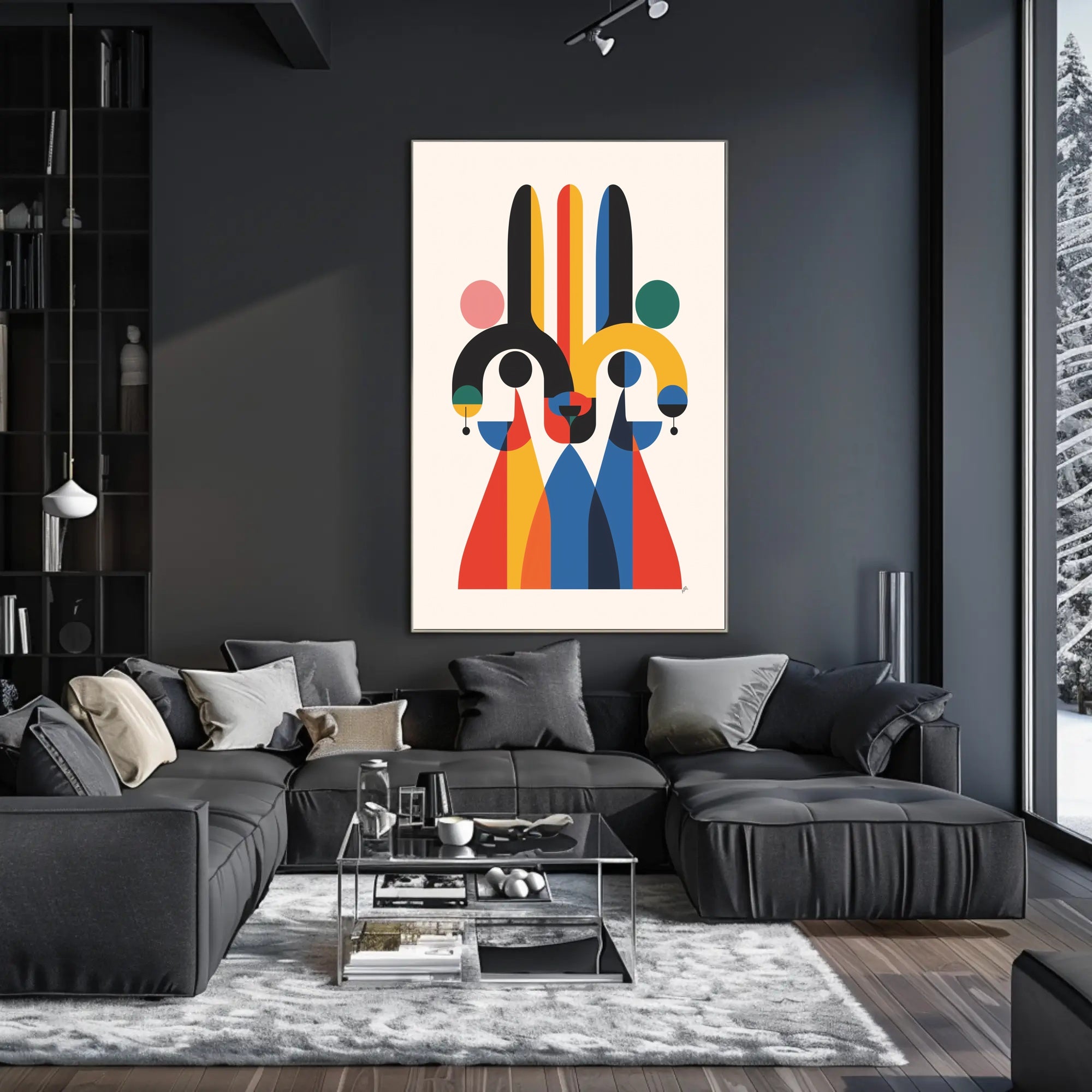 Vibrant Geometric Art in Modern Abstract Poster PosterGoat