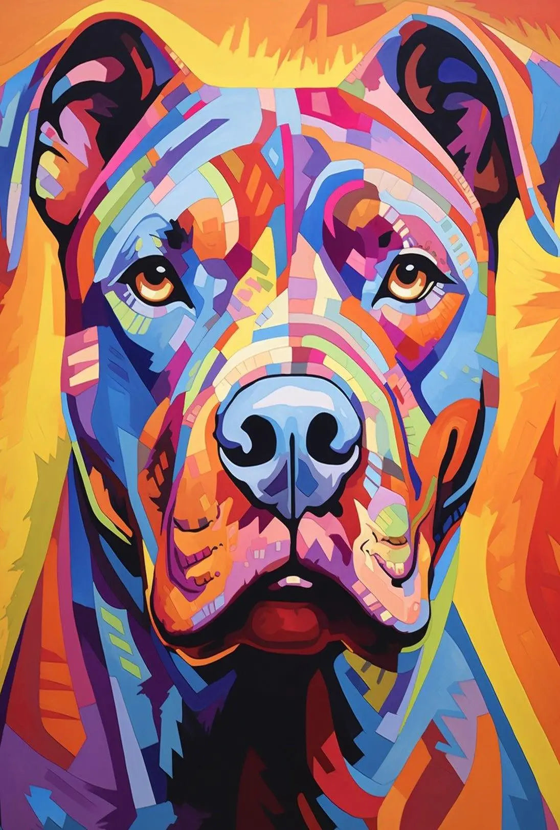 Vibrant Geometric Pit Bull Abstract Art Dog Breed Poster PosterGoat