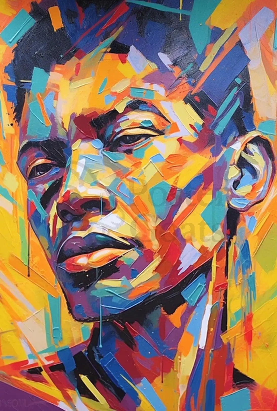 Vibrant Geometric Portrait in Abstract, Artistic Poster PosterGoat