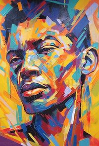 Vibrant Geometric Portrait in Abstract, Artistic Poster PosterGoat
