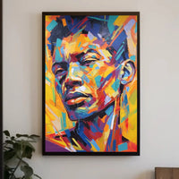 Vibrant Geometric Portrait in Abstract, Artistic Poster PosterGoat