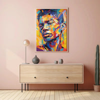 Vibrant Geometric Portrait in Abstract, Artistic Poster PosterGoat