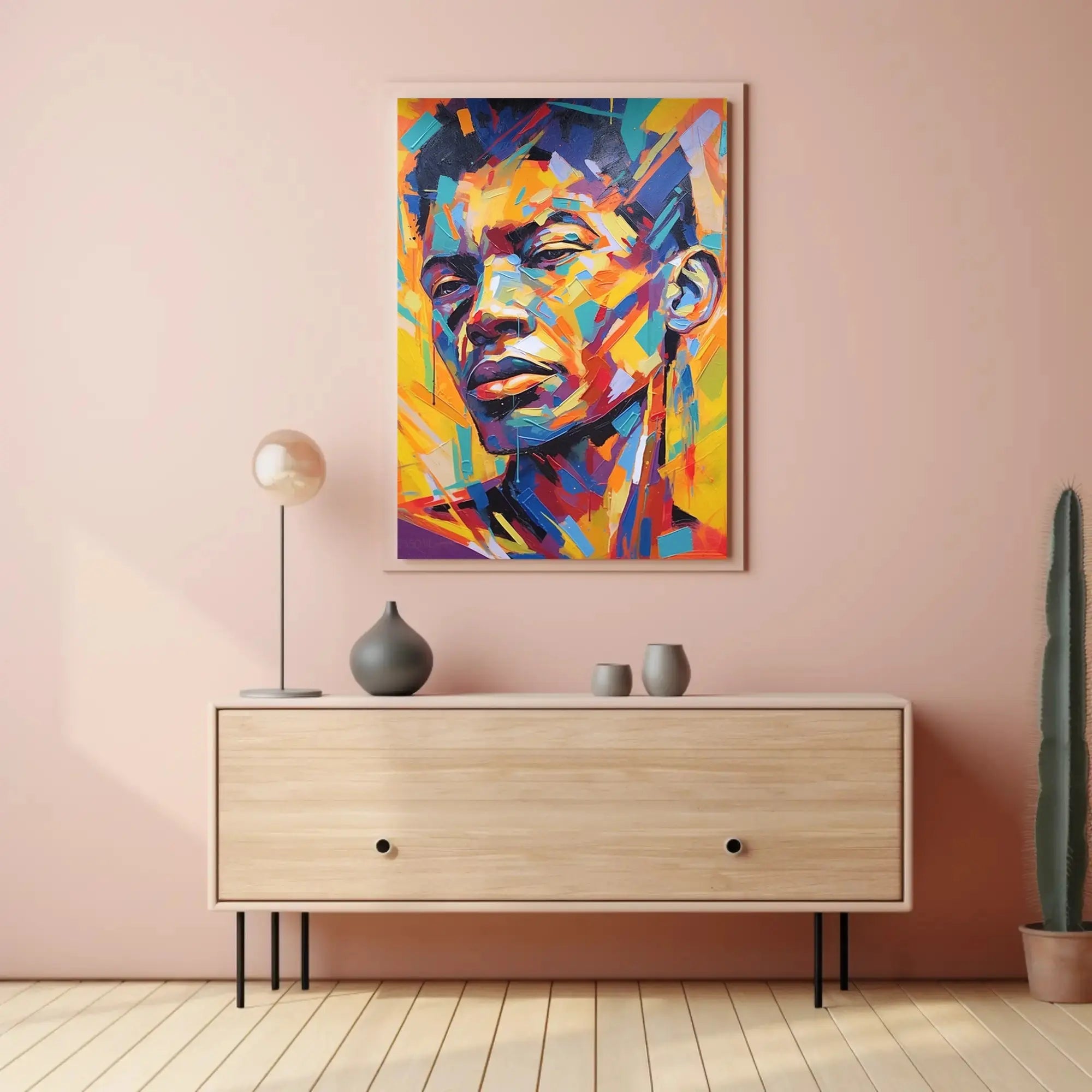 Vibrant Geometric Portrait in Abstract, Artistic Poster PosterGoat