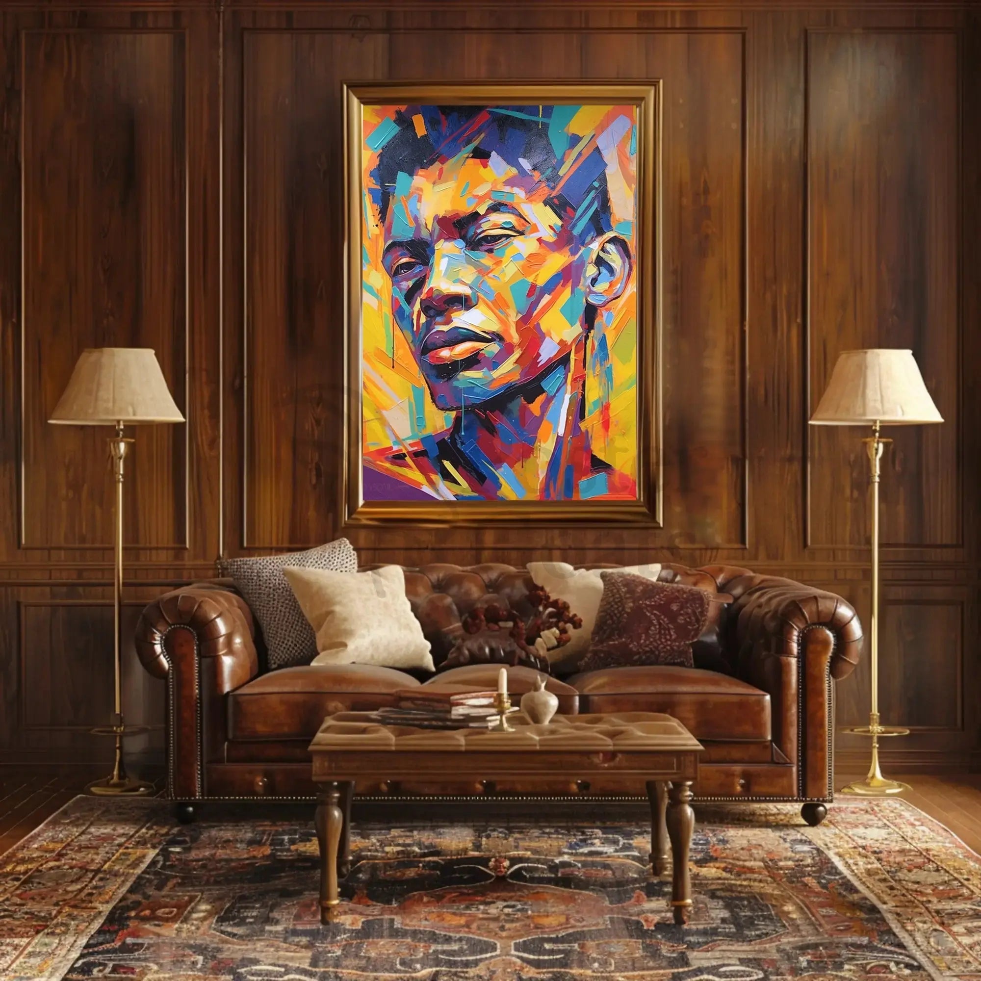 Vibrant Geometric Portrait in Abstract, Artistic Poster PosterGoat