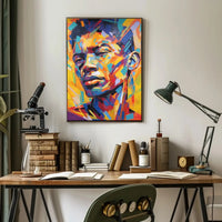 Vibrant Geometric Portrait in Abstract, Artistic Poster PosterGoat