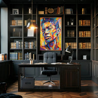 Vibrant Geometric Portrait in Abstract, Artistic Poster PosterGoat