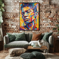 Vibrant Geometric Portrait in Abstract, Artistic Poster PosterGoat