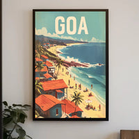 Vibrant Goa Beach Scene Mid-Century Travel Poster PosterGoat
