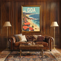 Vibrant Goa Beach Scene Mid-Century Travel Poster PosterGoat