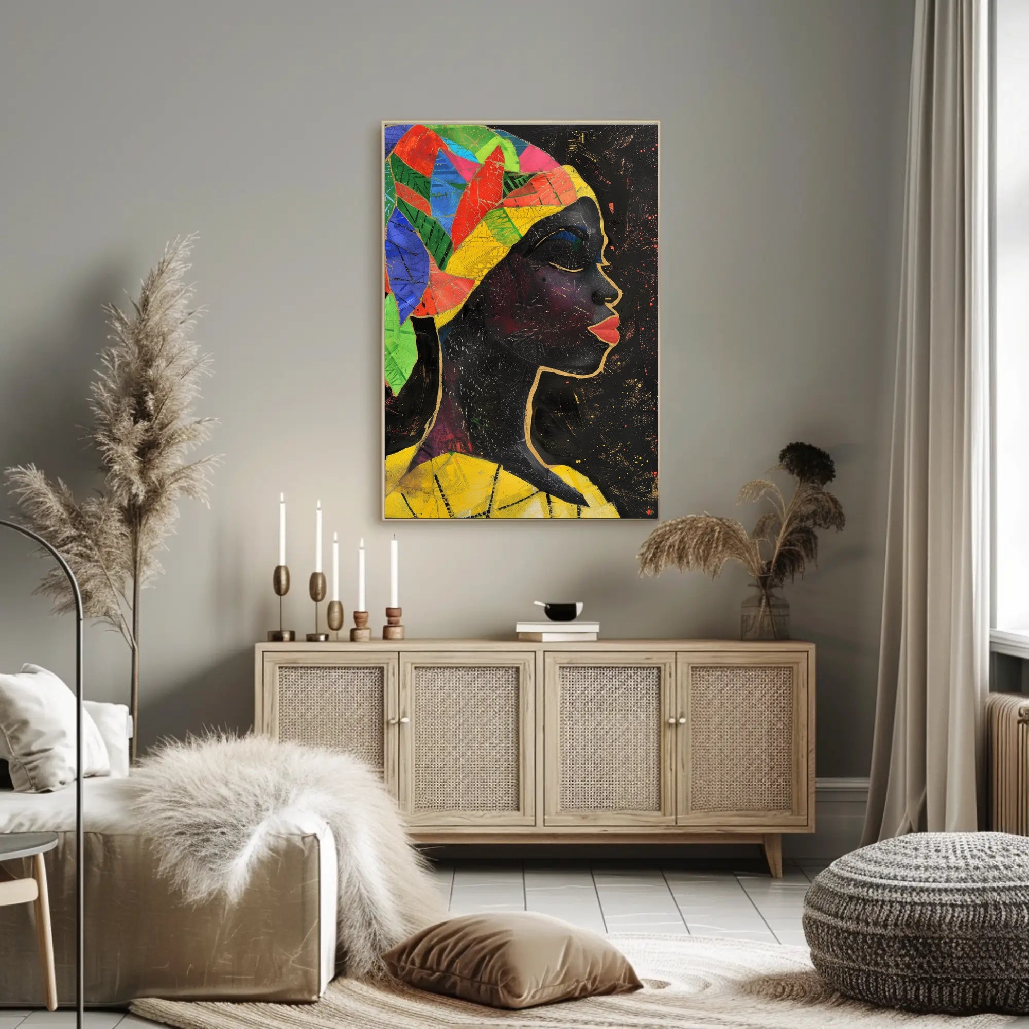 Vibrant Headdress Abstract Art Piece for Artistic Poster PosterGoat