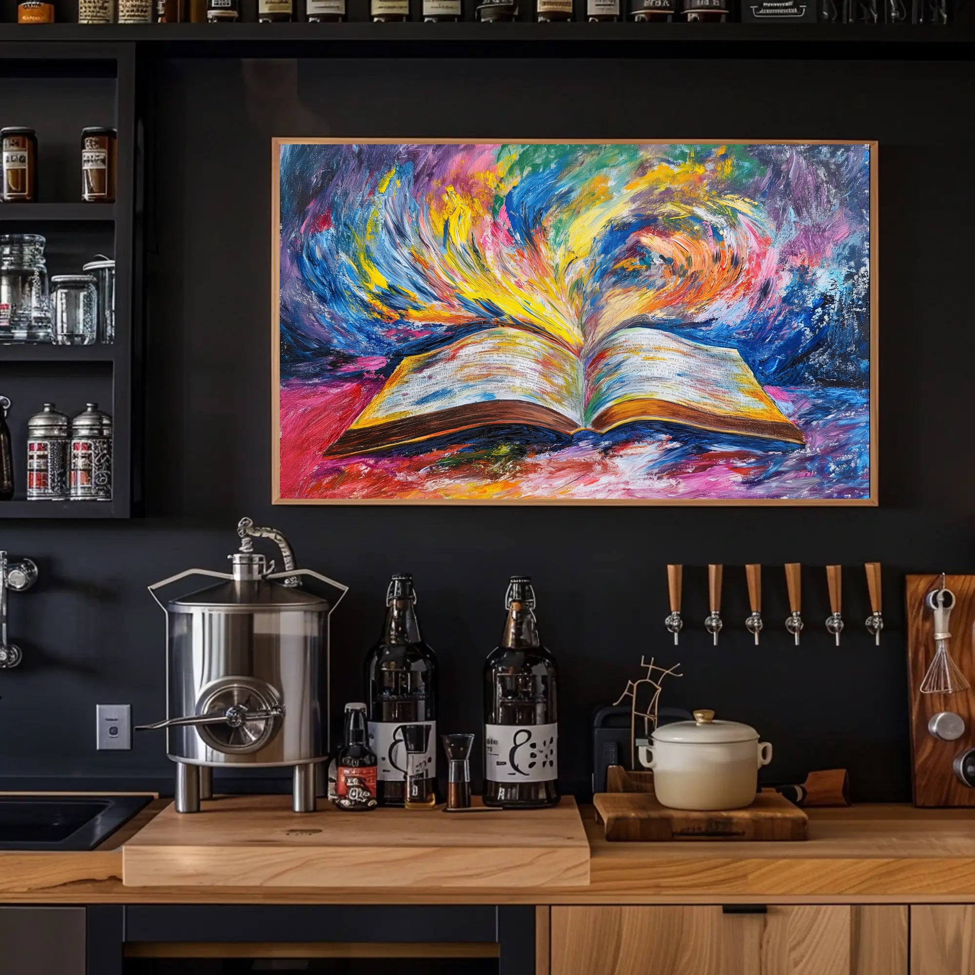 Vibrant Imagination Open Book Abstract Artistic Poster PosterGoat