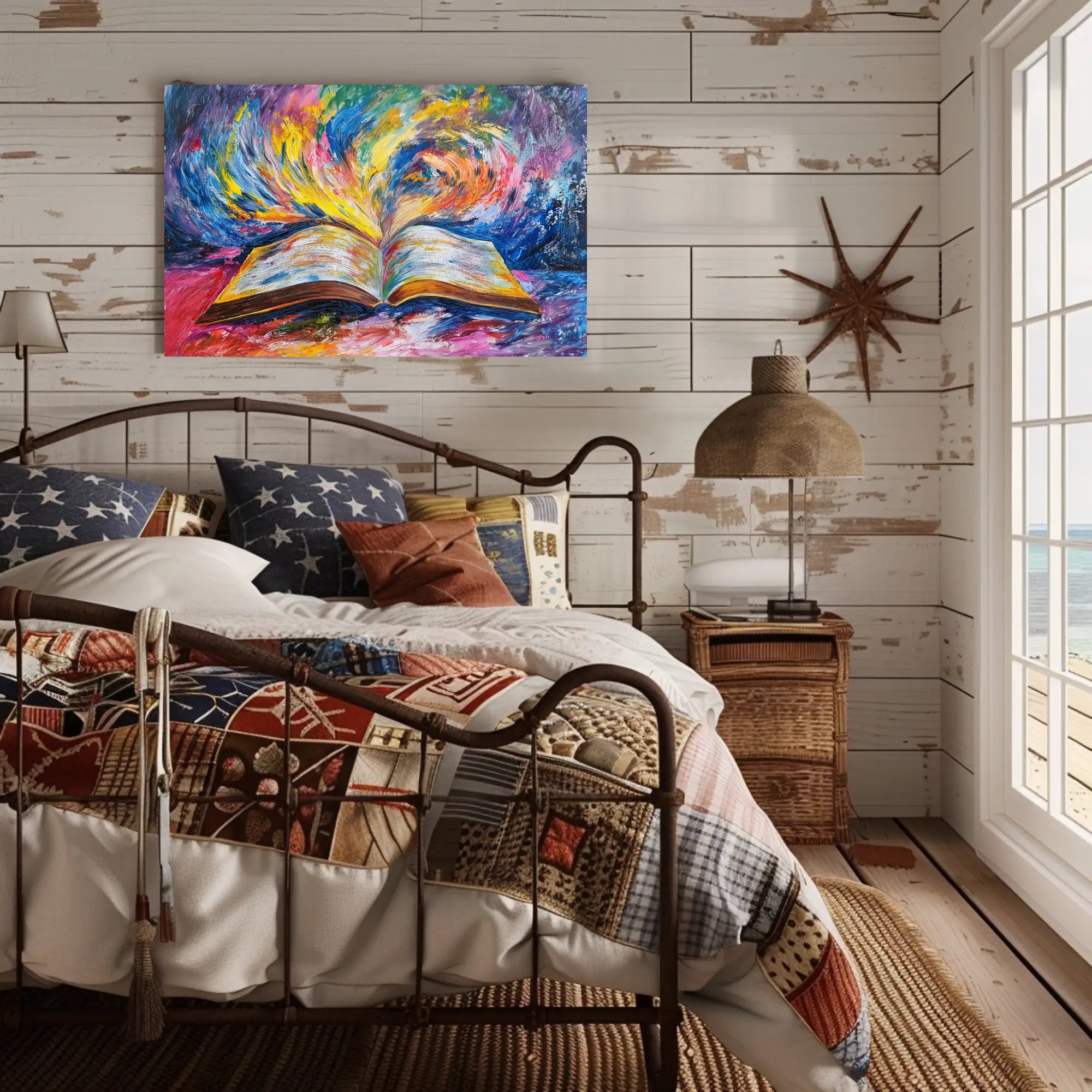 Vibrant Imagination Open Book Abstract Artistic Poster PosterGoat