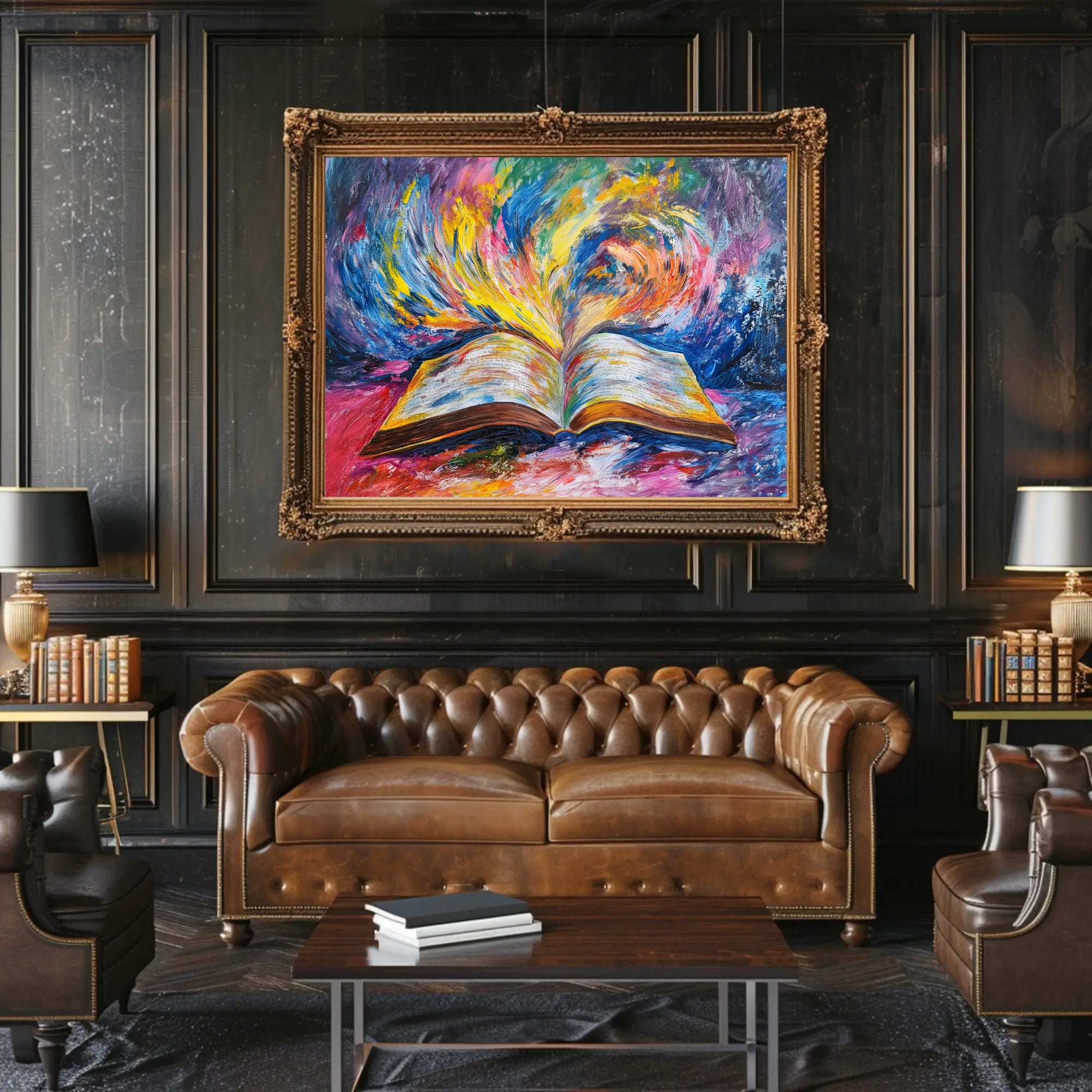 Vibrant Imagination Open Book Abstract Artistic Poster PosterGoat