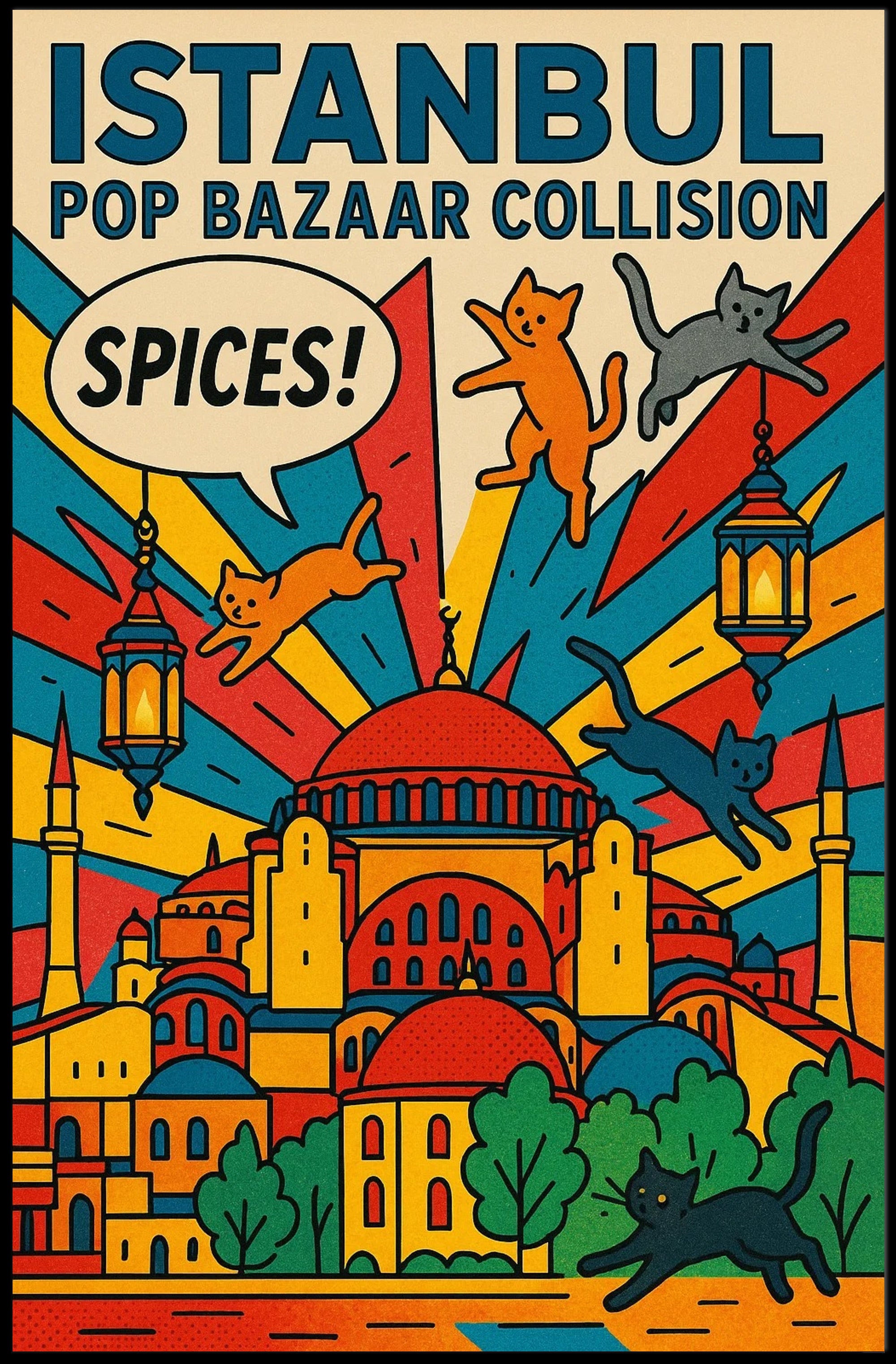 Vibrant Istanbul Bazaar Pop Art Urban Cityscape Poster PosterGoat