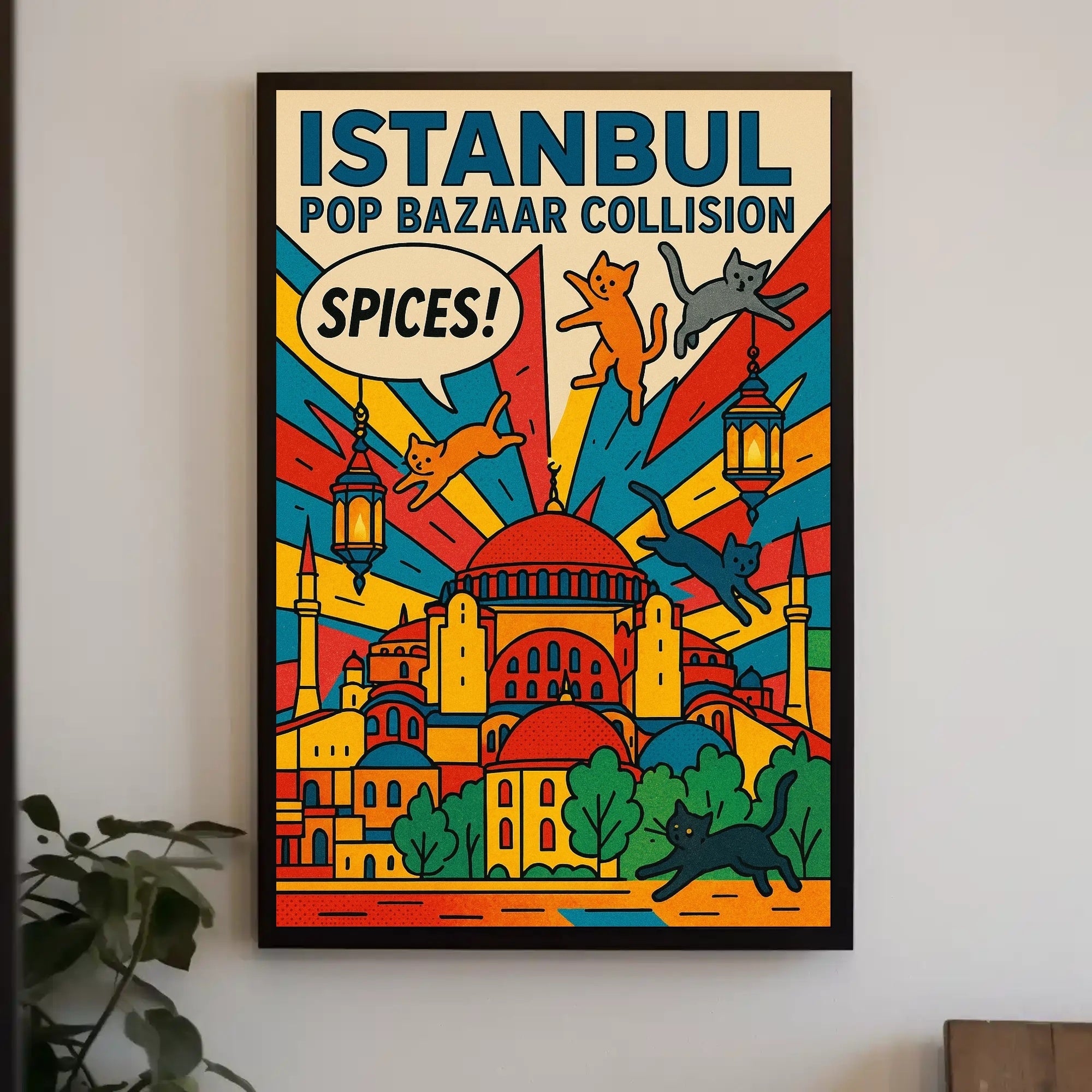 Vibrant Istanbul Bazaar Pop Art Urban Cityscape Poster PosterGoat