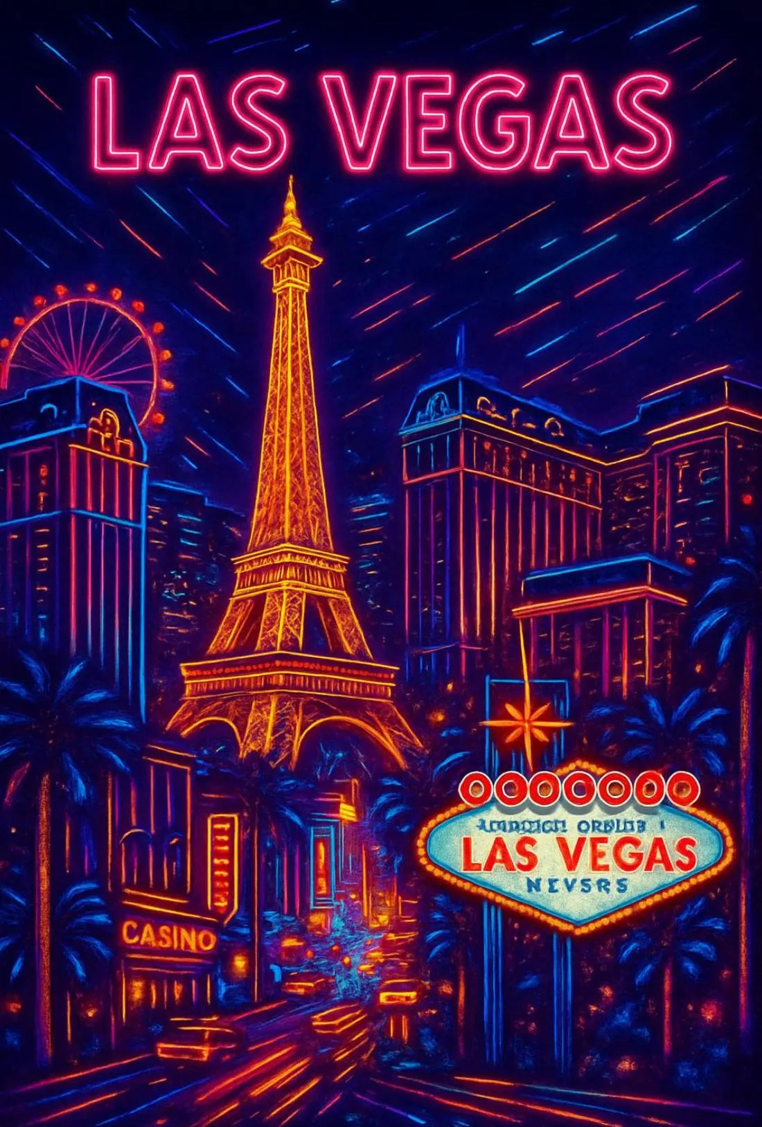 Vibrant Las Vegas Neon Nightlife Travel Poster PosterGoat