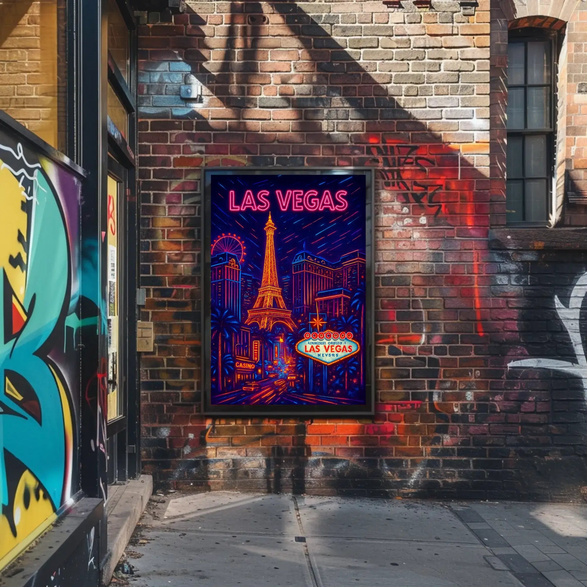 Vibrant Las Vegas Neon Nightlife Travel Poster PosterGoat