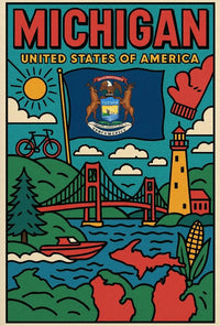 Vibrant Michigan Landmarks Travel Poster PosterGoat