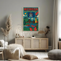 Vibrant Michigan Landmarks Travel Poster PosterGoat