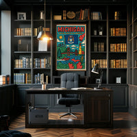 Vibrant Michigan Landmarks Travel Poster PosterGoat