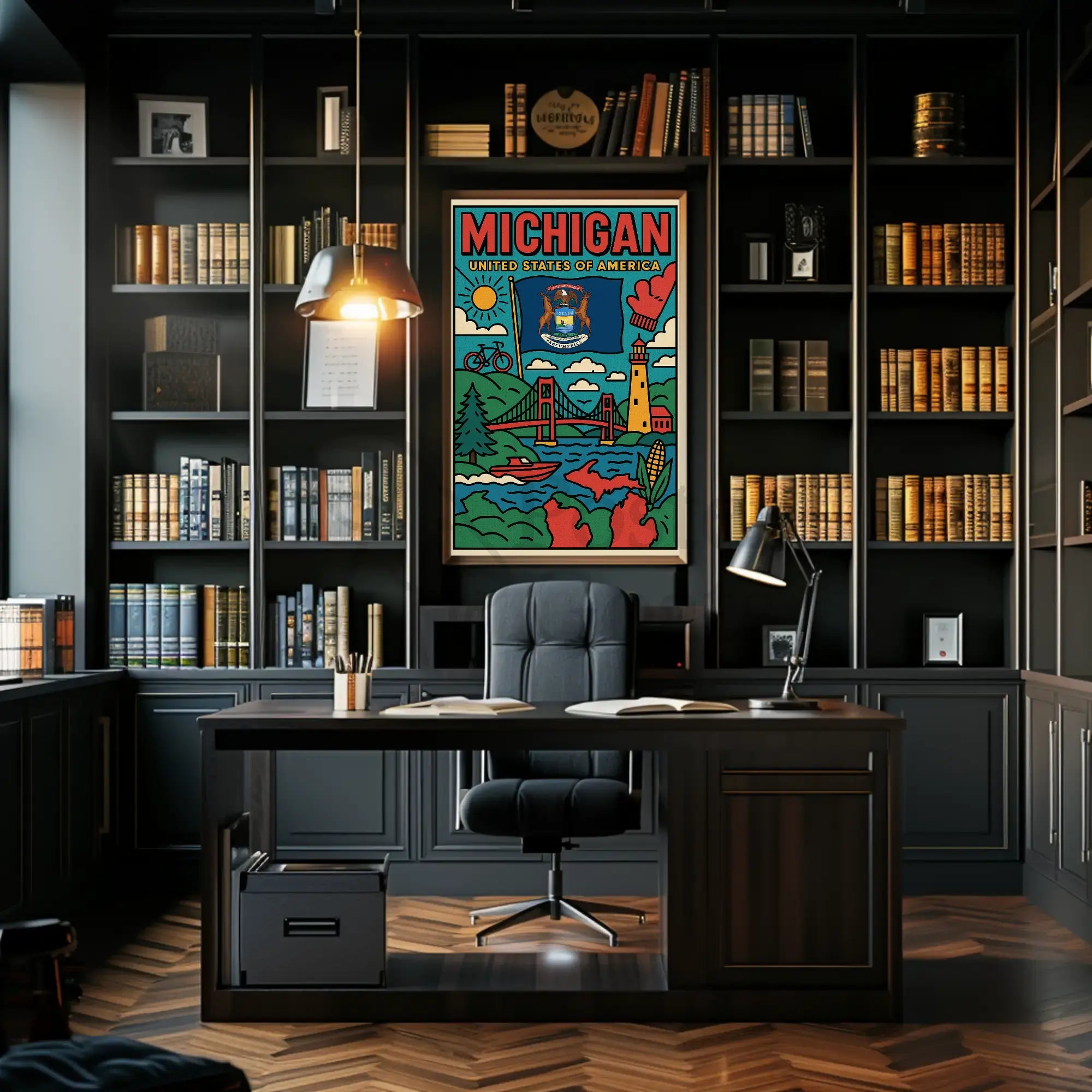 Vibrant Michigan Landmarks Travel Poster PosterGoat