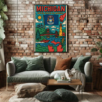 Vibrant Michigan Landmarks Travel Poster PosterGoat