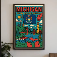 Vibrant Michigan Landmarks Travel Poster PosterGoat