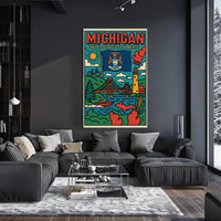 Vibrant Michigan Landmarks Travel Poster PosterGoat