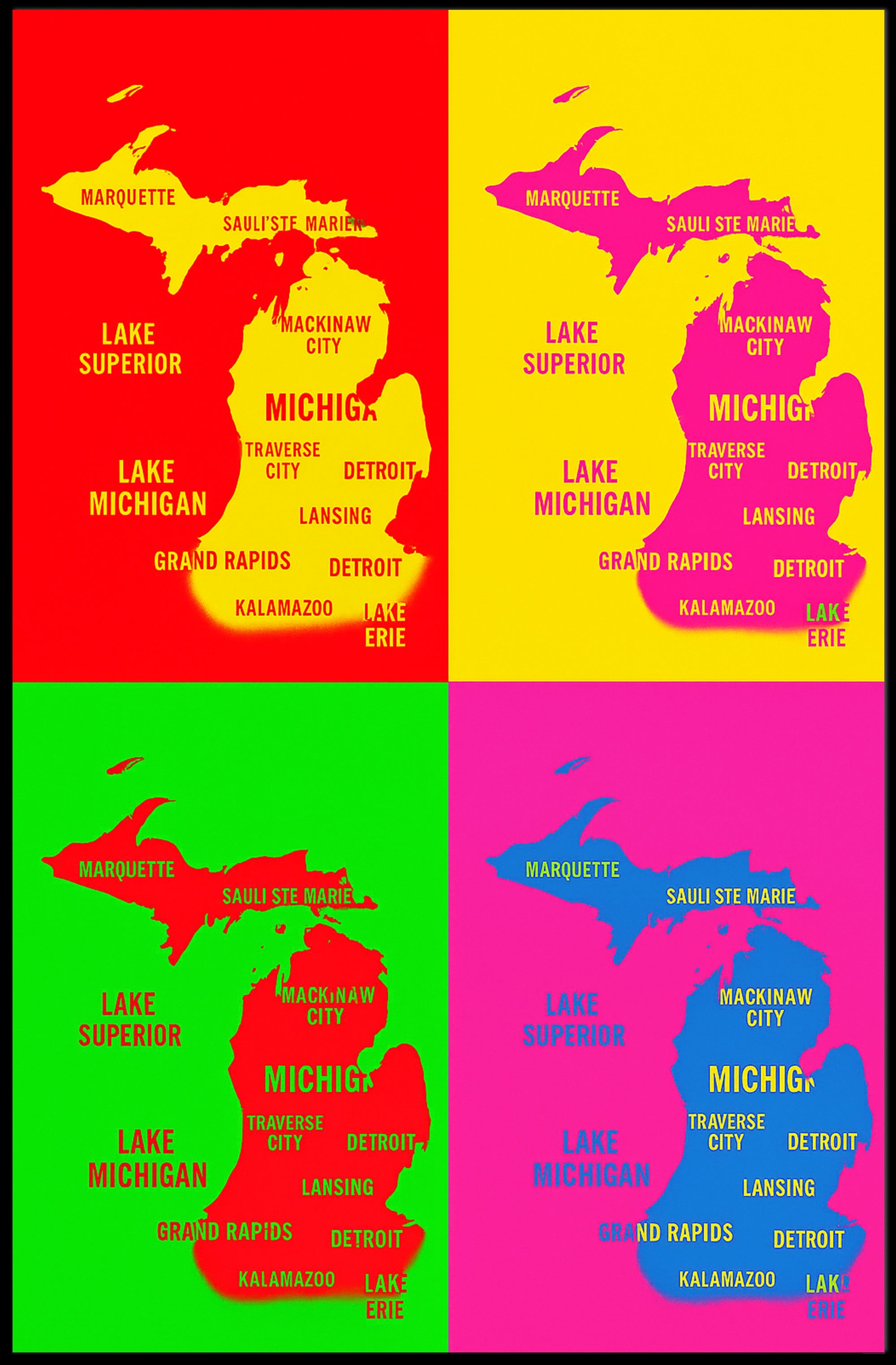 Vibrant Michigan Map Poster PosterGoat