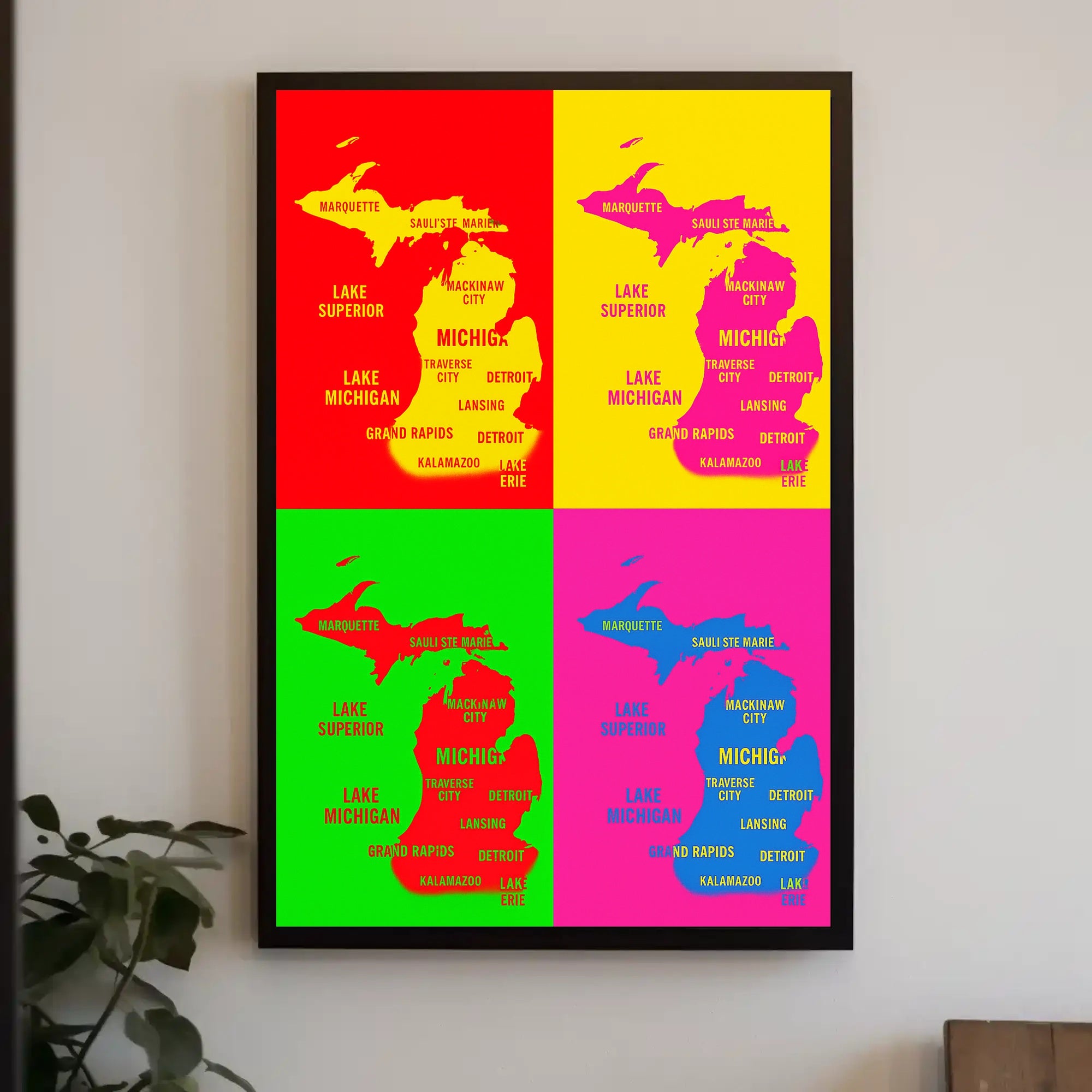 Vibrant Michigan Map Poster PosterGoat
