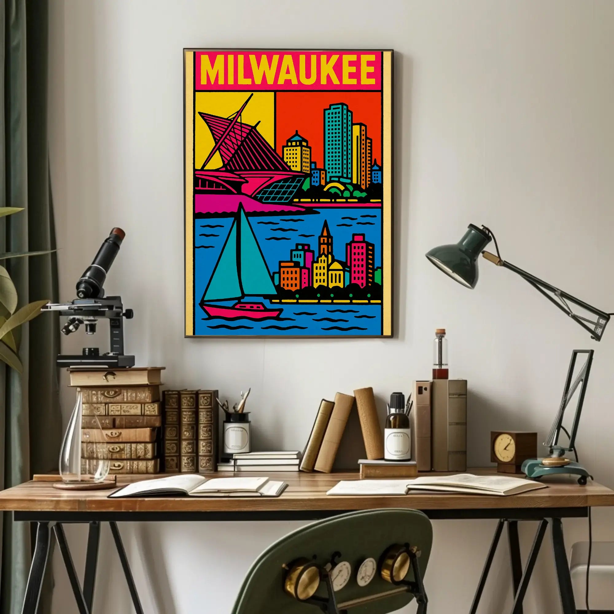 Vibrant Milwaukee Art Museum Travel Poster PosterGoat
