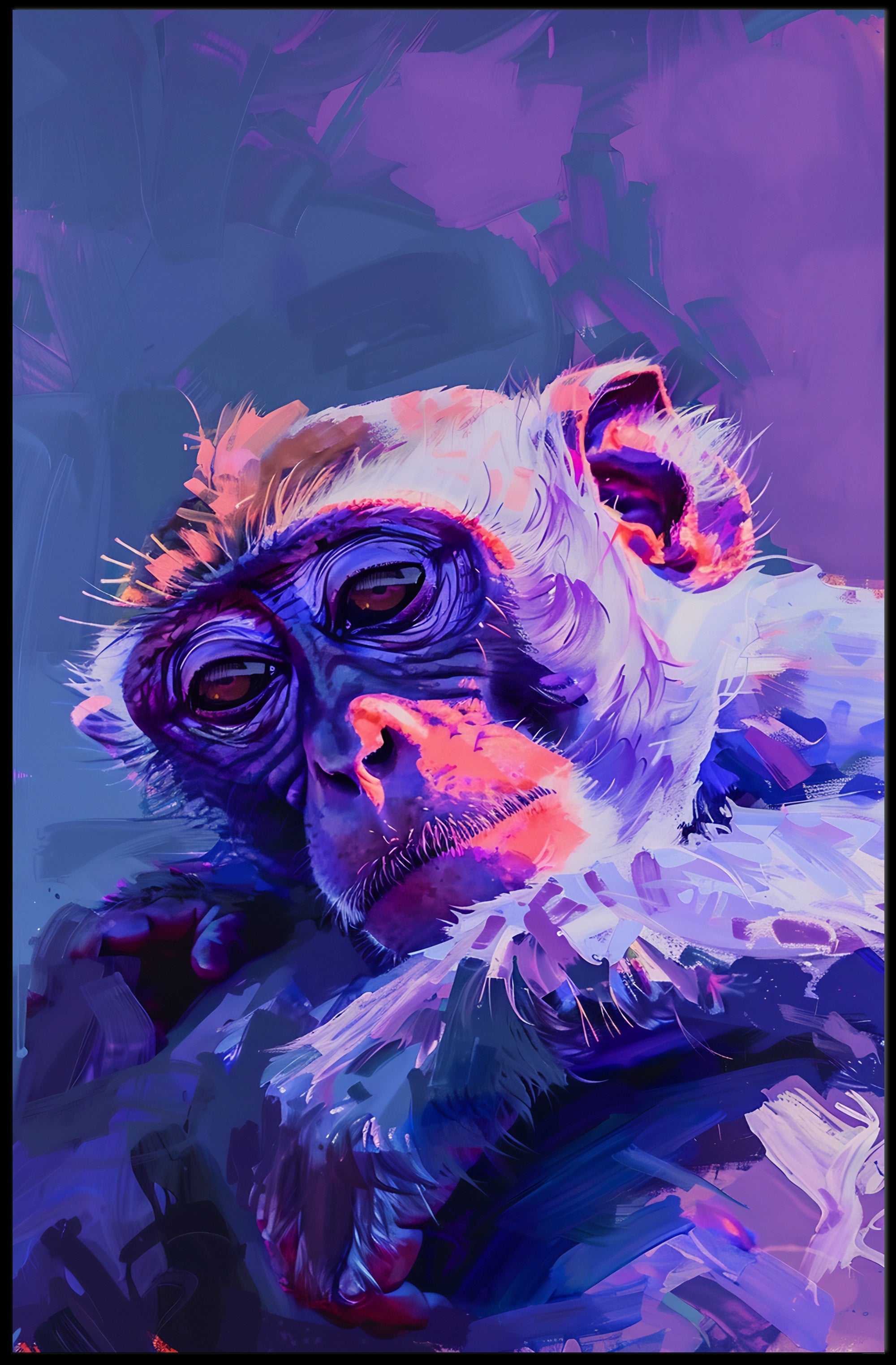 Vibrant Monkey Expression Abstract or Artistic Poster PosterGoat