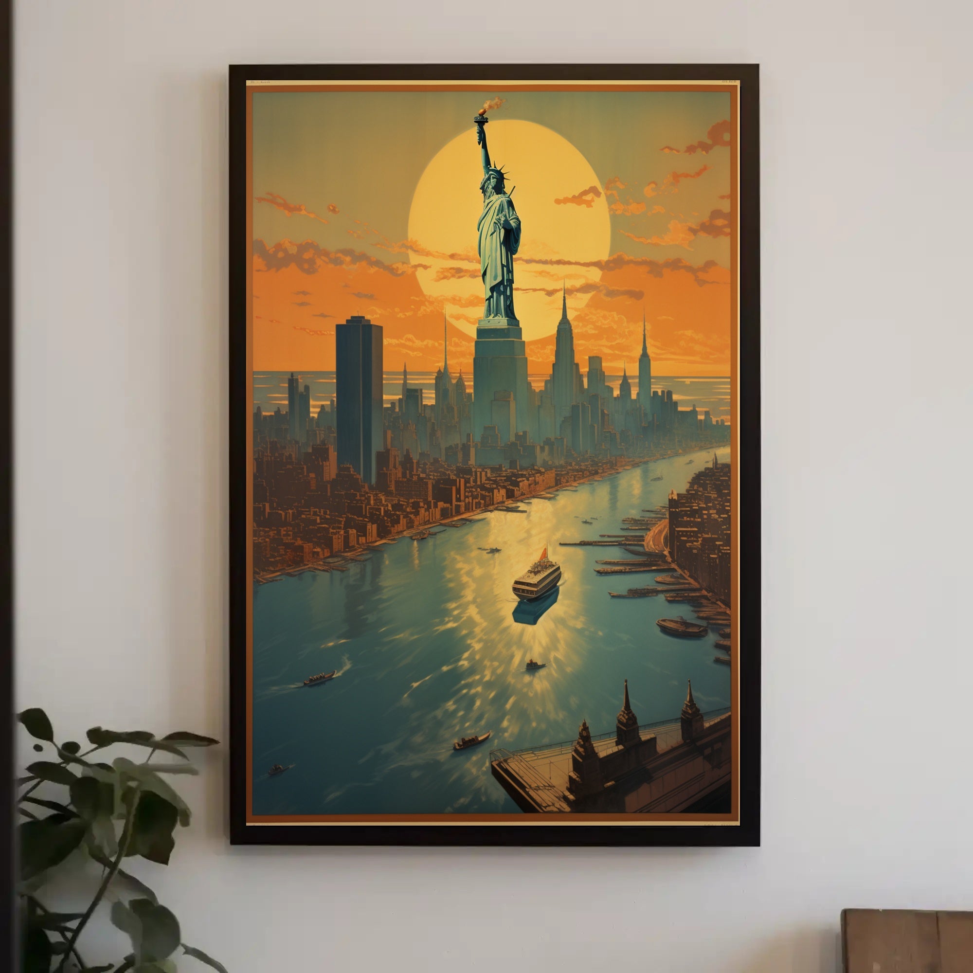 Vibrant New York City Sunset Urban or Cityscape Poster PosterGoat