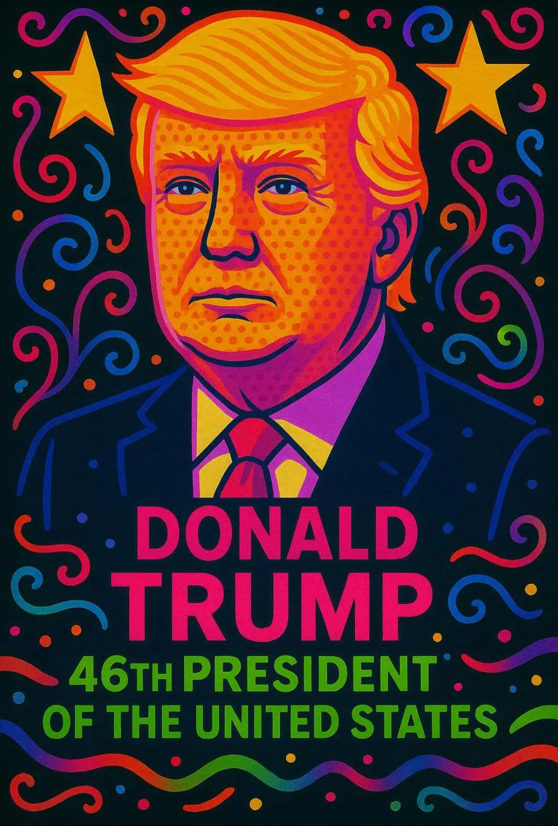 Vibrant Pop-Art Donald Trump Political Propaganda Poster PosterGoat