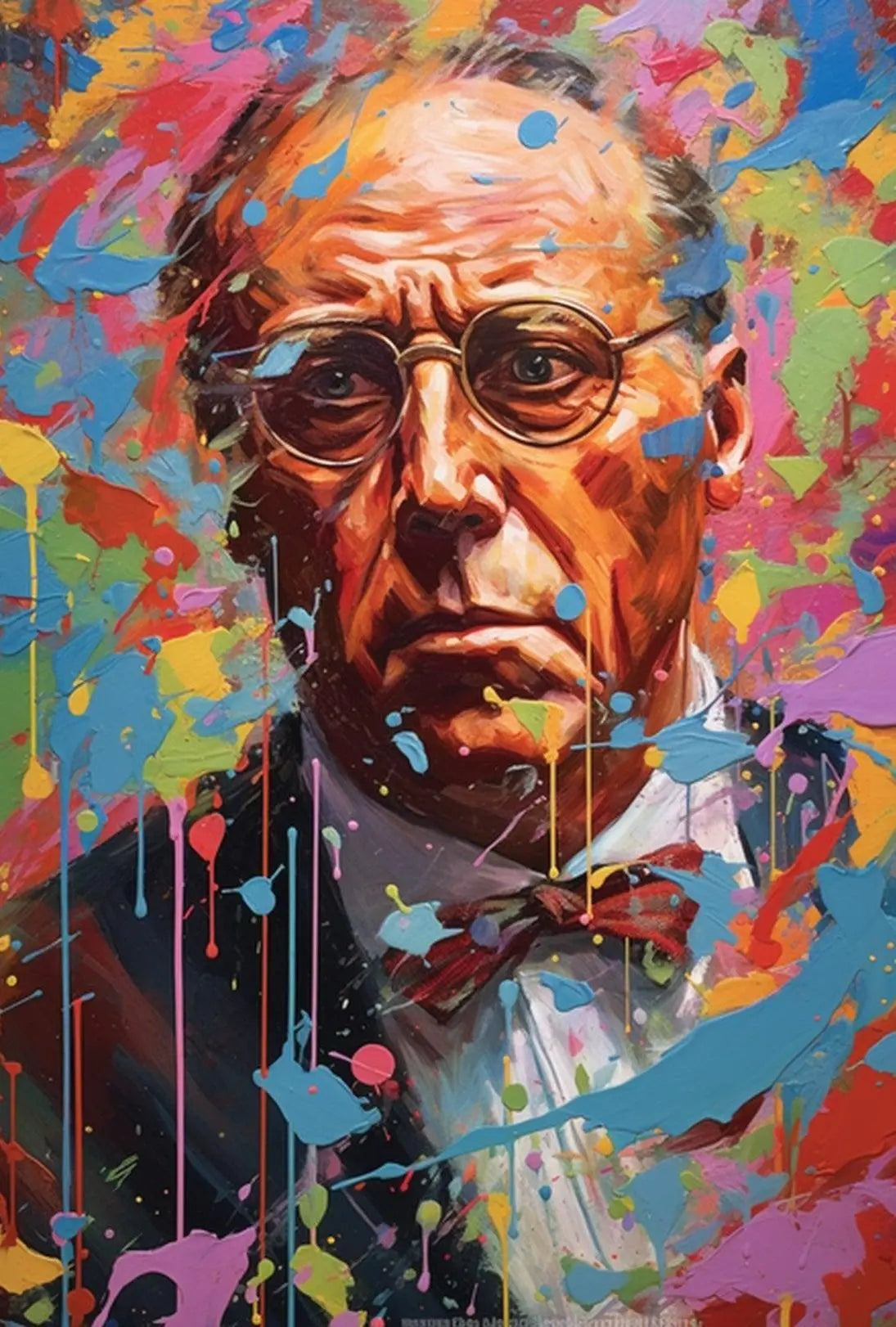 Vibrant Portrait Older Man Abstract Artistic Pop Culture Poster PosterGoat