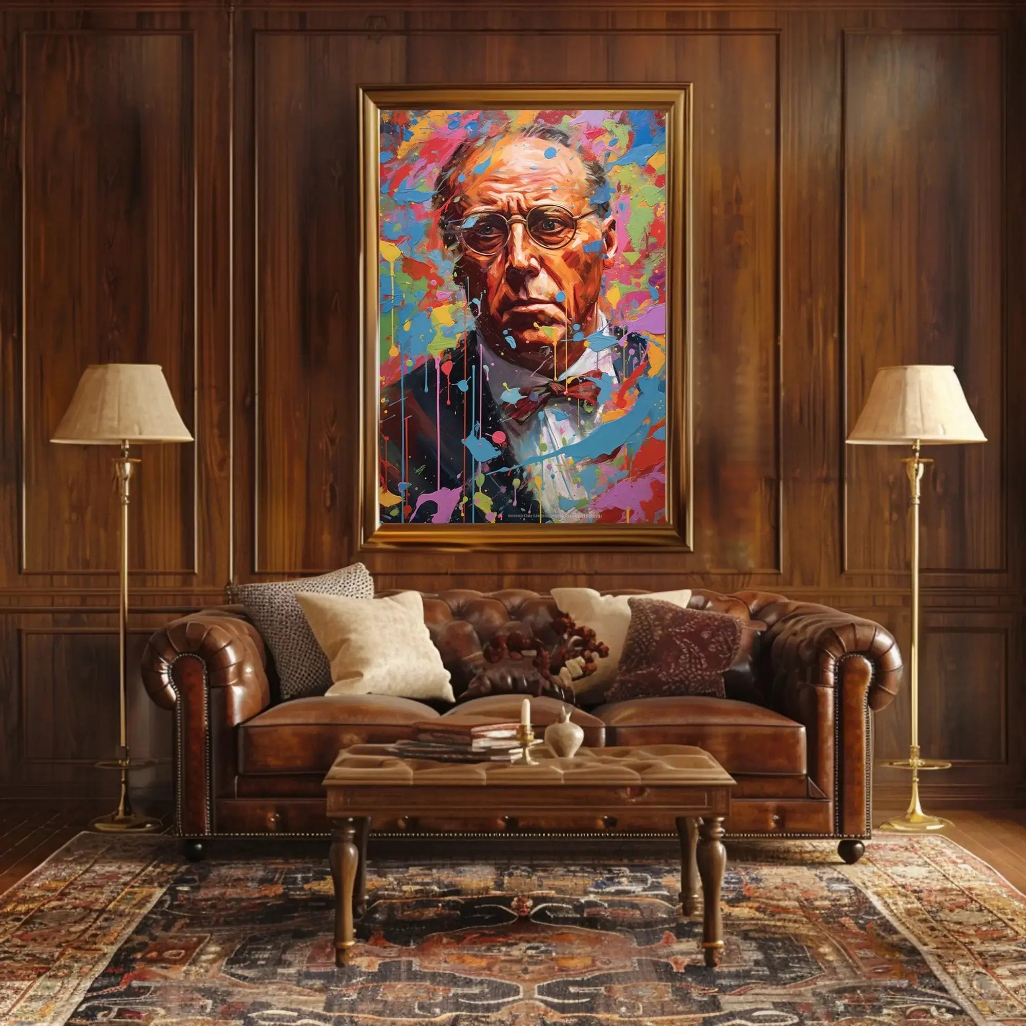 Vibrant Portrait Older Man Abstract Artistic Pop Culture Poster PosterGoat