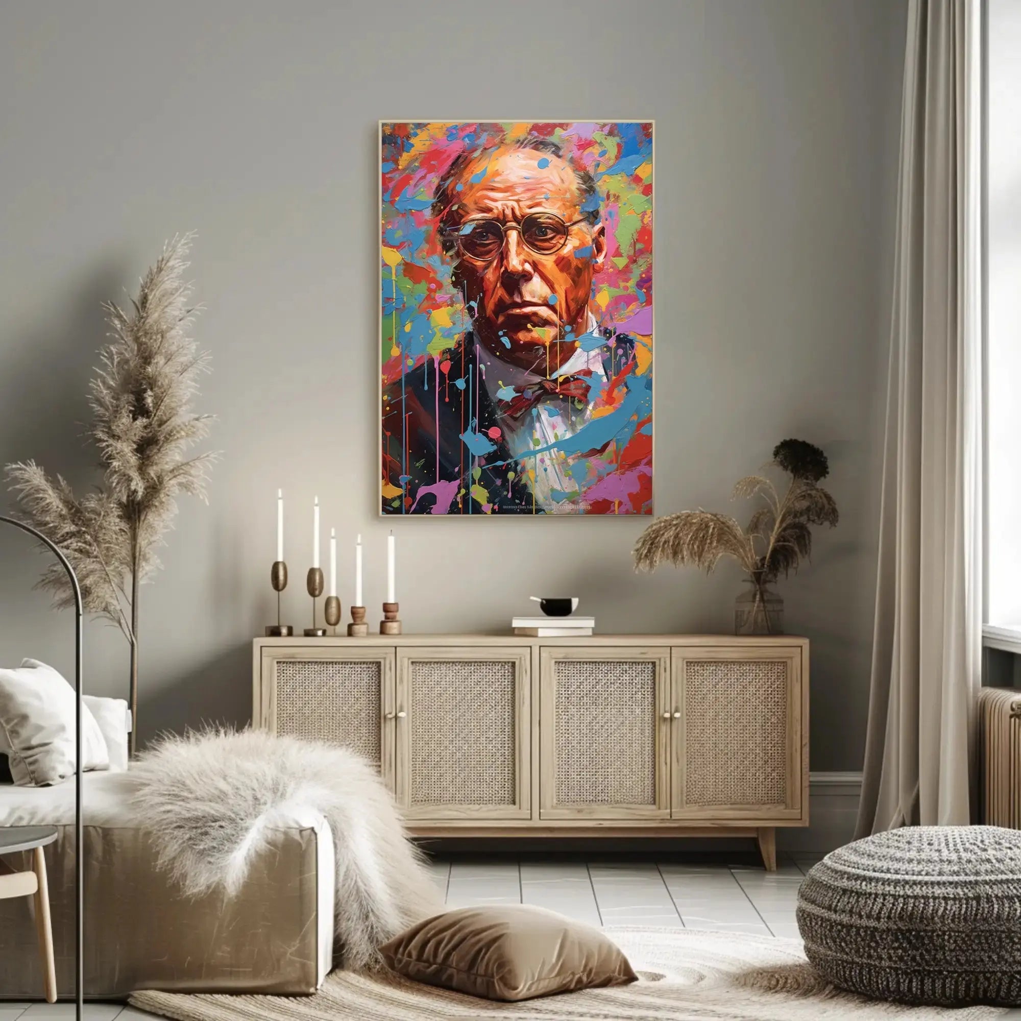 Vibrant Portrait Older Man Abstract Artistic Pop Culture Poster PosterGoat