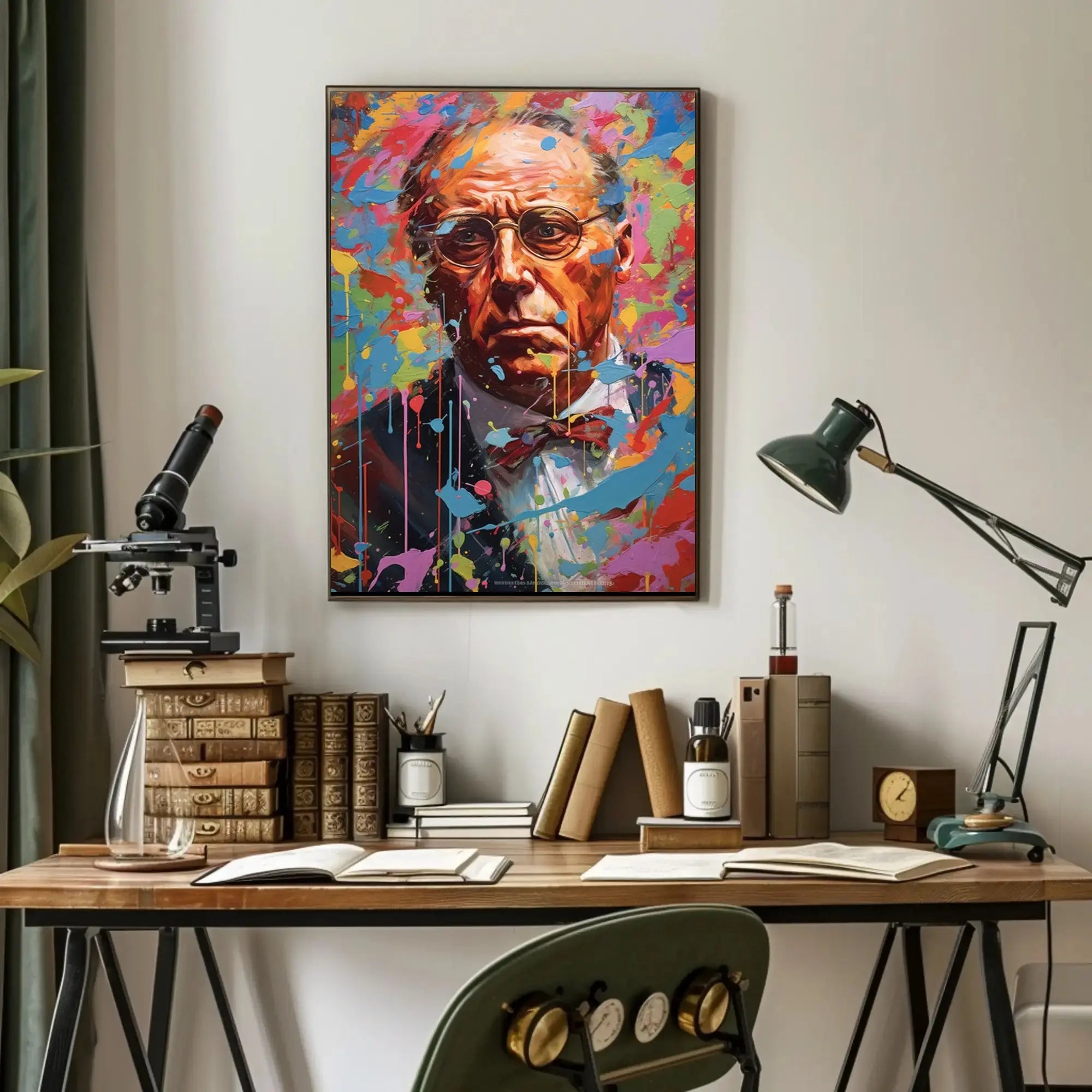 Vibrant Portrait Older Man Abstract Artistic Pop Culture Poster PosterGoat