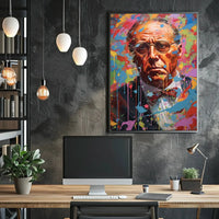 Vibrant Portrait Older Man Abstract Artistic Pop Culture Poster PosterGoat