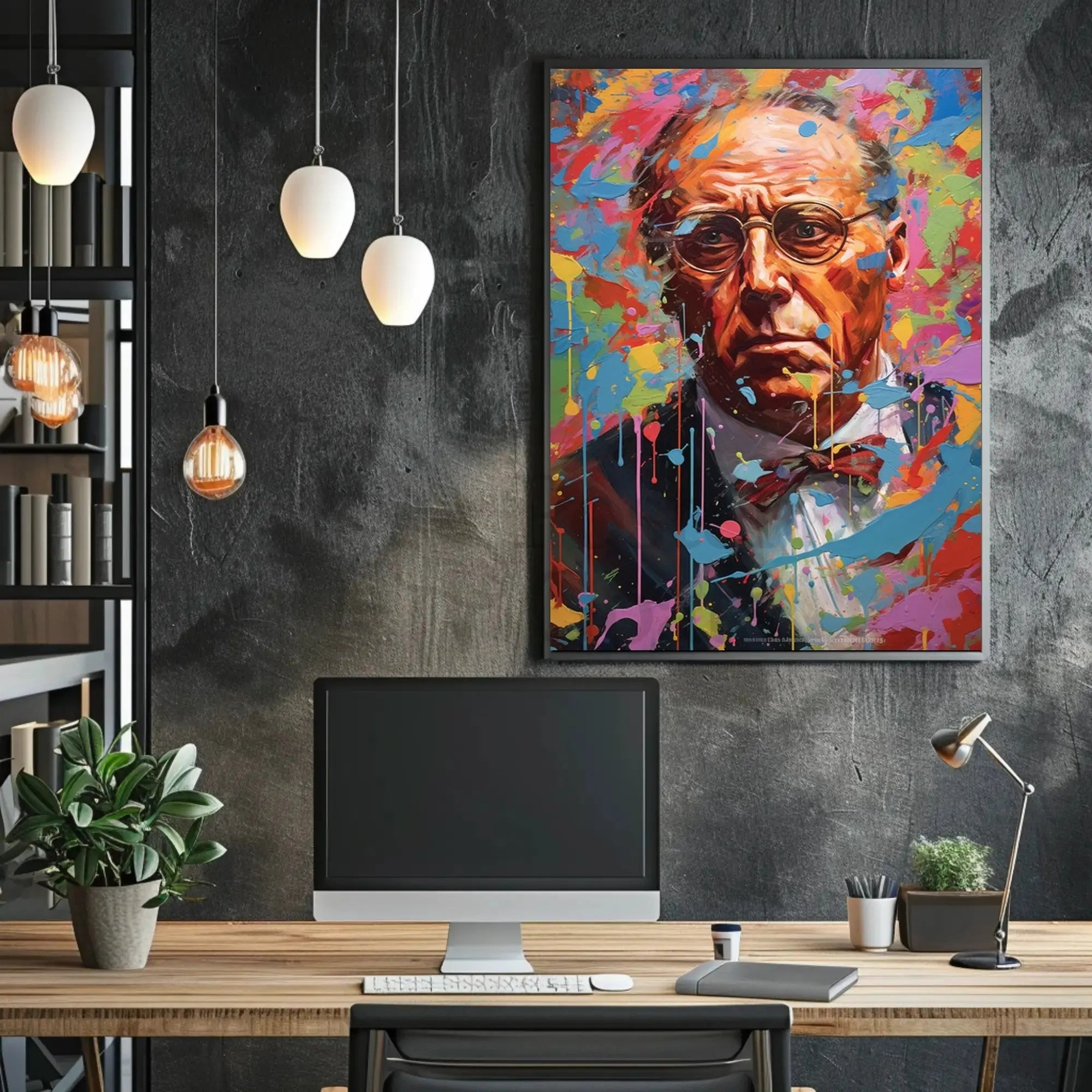 Vibrant Portrait Older Man Abstract Artistic Pop Culture Poster PosterGoat