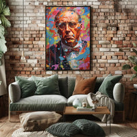 Vibrant Portrait Older Man Abstract Artistic Pop Culture Poster PosterGoat