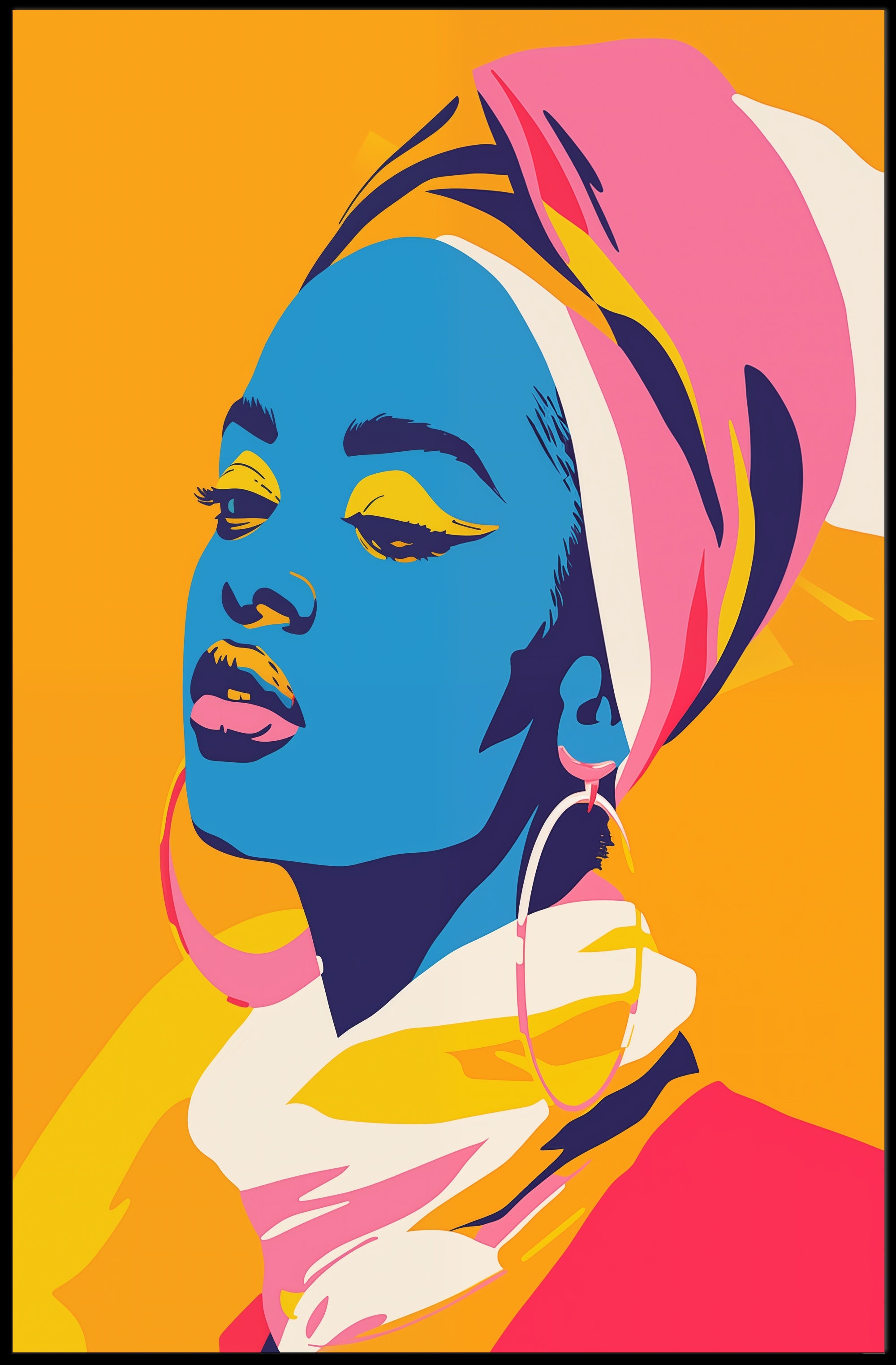 Vibrant Portrait of Woman in Artistic Poster PosterGoat