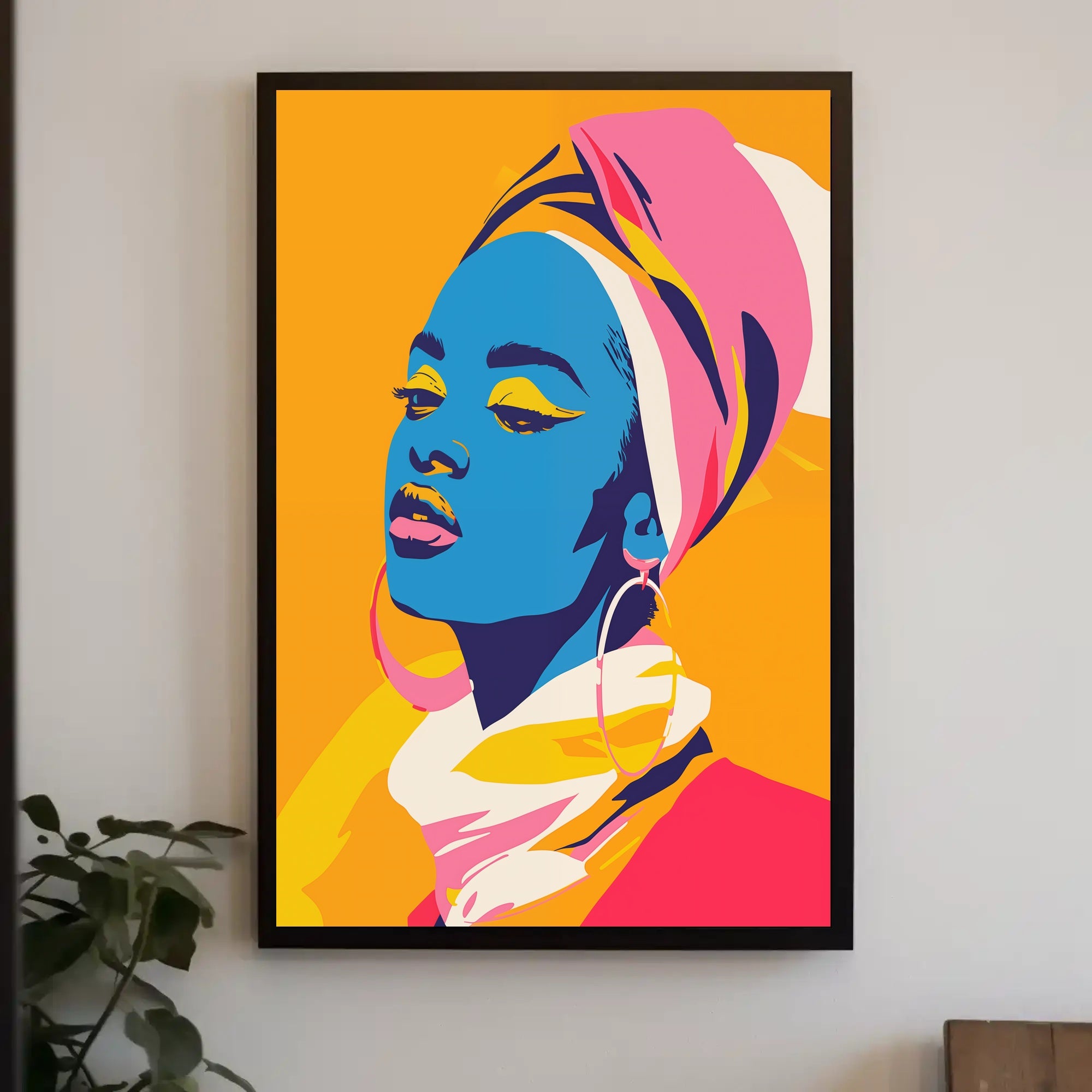 Vibrant Portrait of Woman in Artistic Poster PosterGoat
