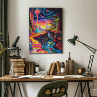 Vibrant Psychedelic Wonderland Extraterrestrial Scene Artistic Poster PosterGoat