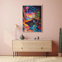 Vibrant Psychedelic Wonderland Extraterrestrial Scene Artistic Poster PosterGoat